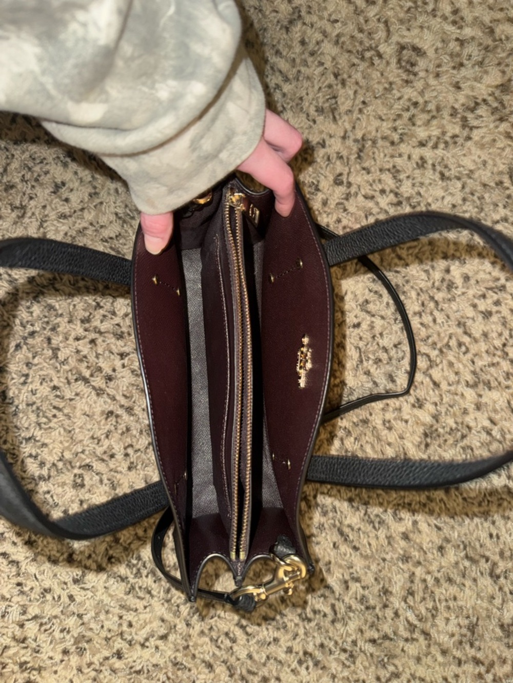 Coach Black Pebbled Leather Satchel with Gold Hardware - Picture 5 of 5